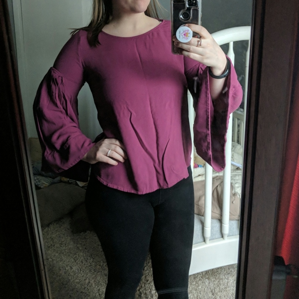 Purple bell sleeve top Nordstrom Medium